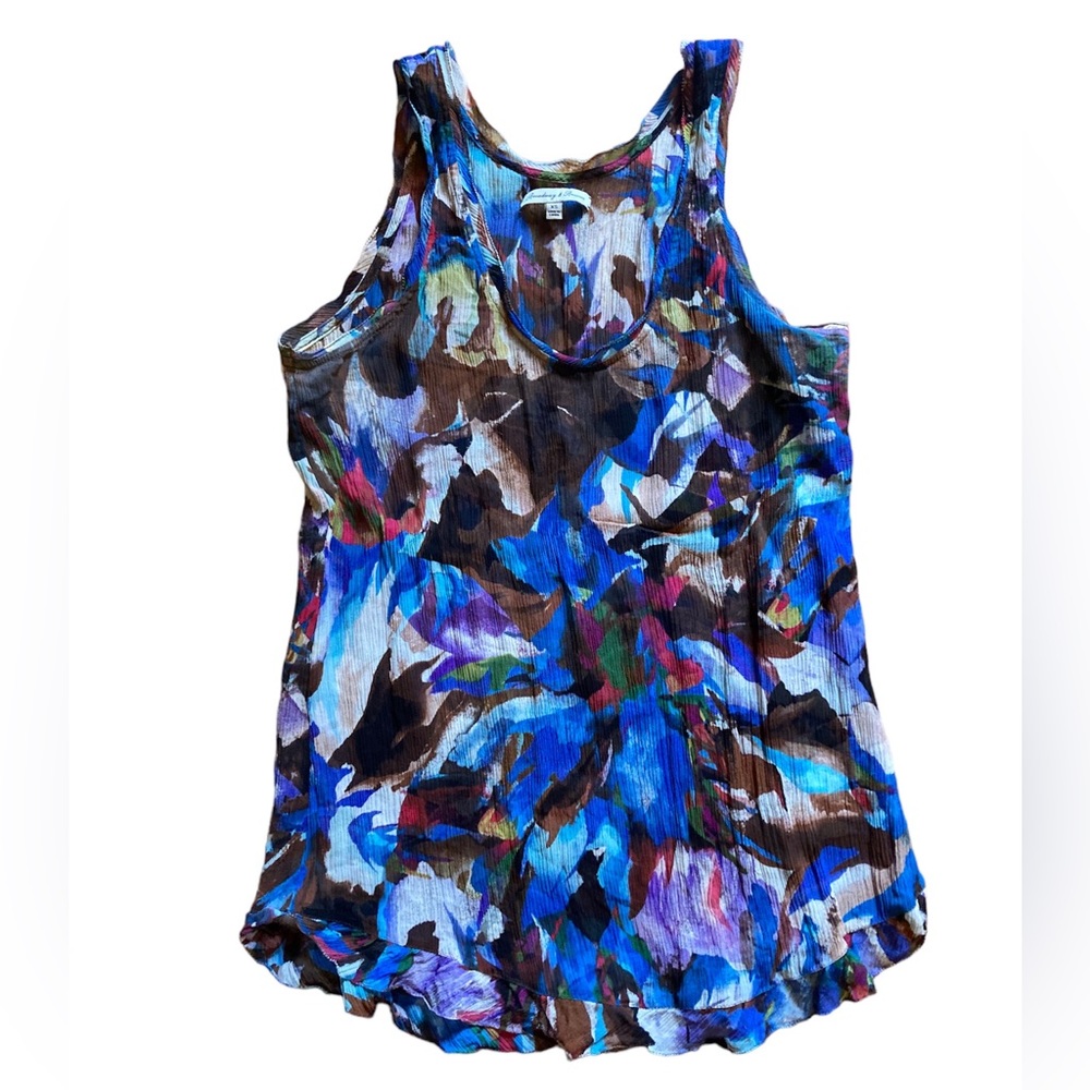 Broadway & Broome floral silk sheer top